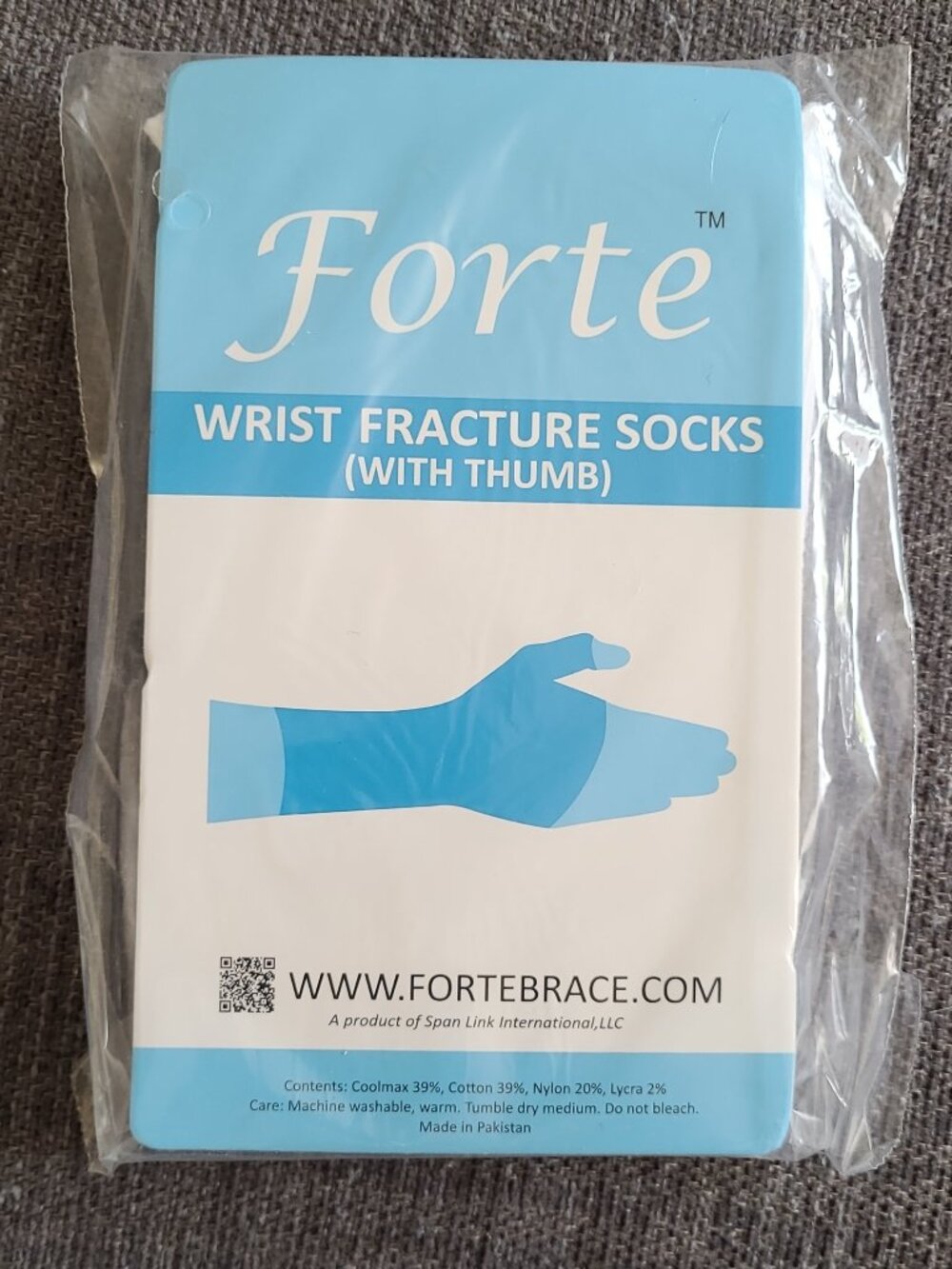 NWT Forte Wrist Fracture Socks With Thumb Pack Of 2 Arm Socks